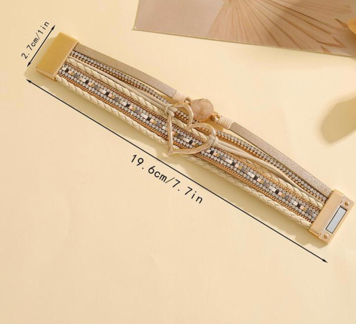 Bohemian Cubic Zirconia & Heart Decor Layered Bracelet