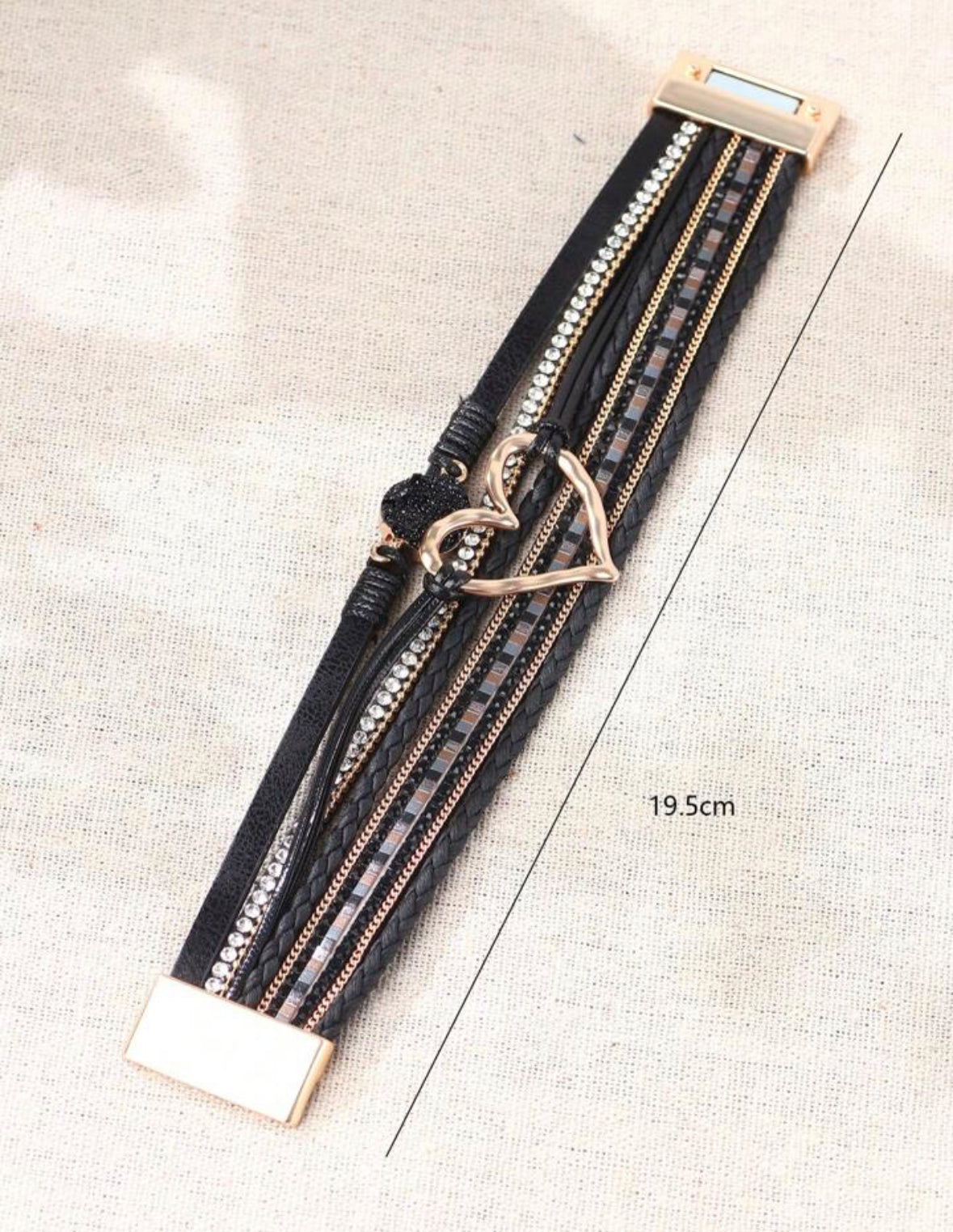 Rhinestone & Heart Decor Layered Bracelet