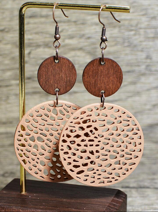 Wooden Hollow Out Drop Earrings