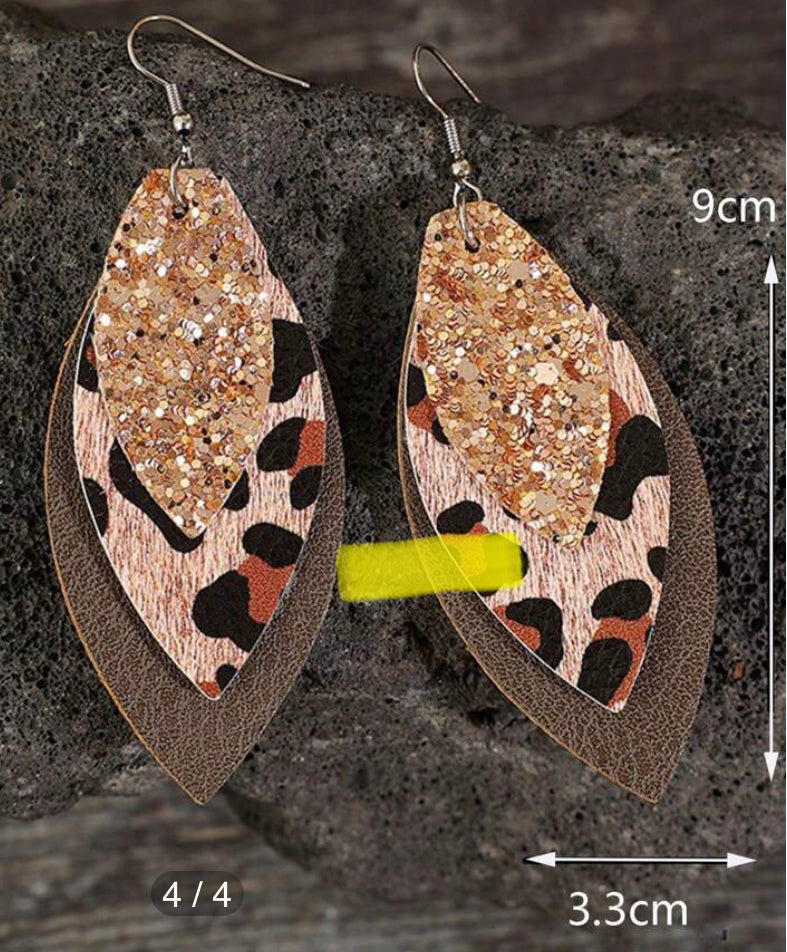 Three-Layer Gradual Color Leaf Dangle Earrings